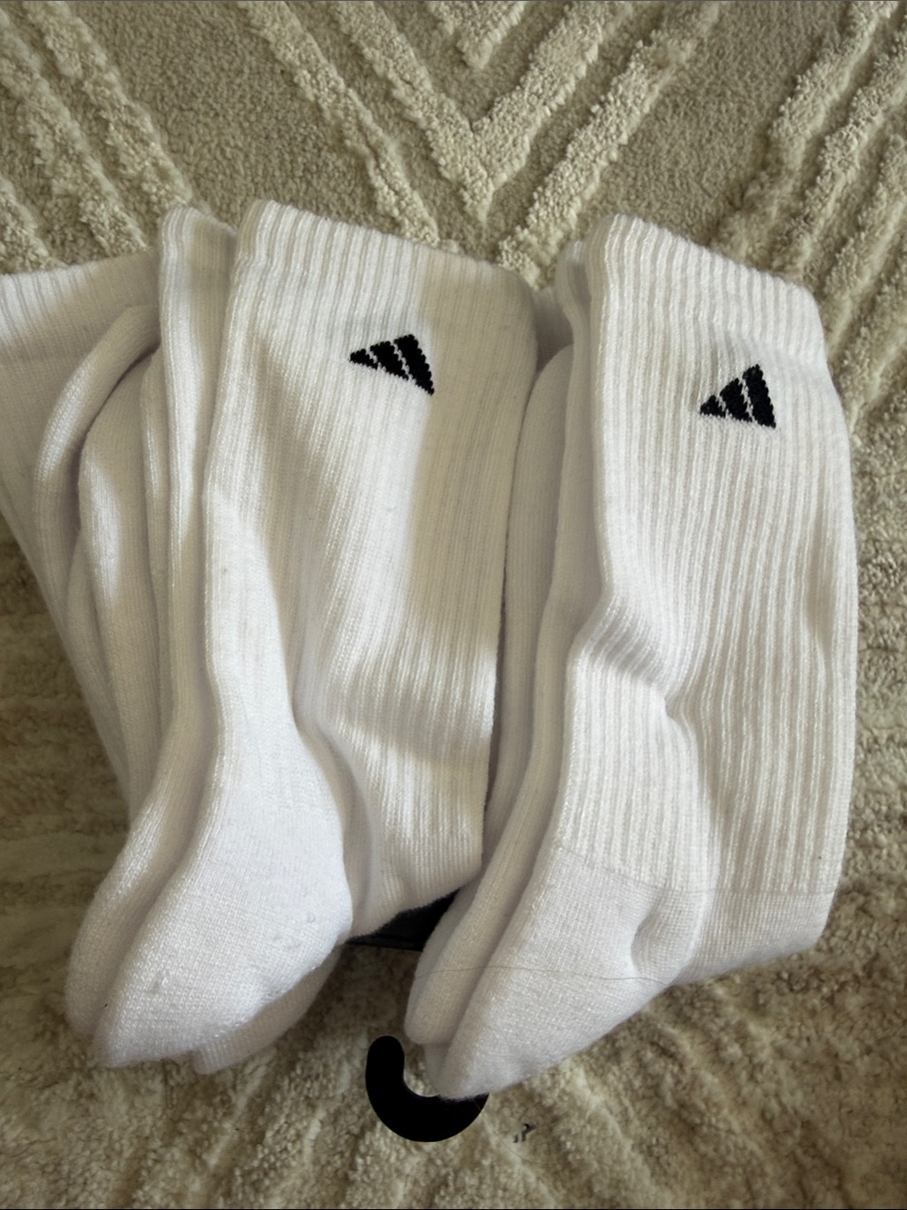Adidas White Crew Athletic Socks with Black Logo - 6 Pack